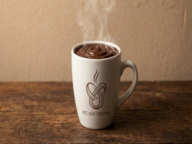 Taza de chocolate a la taza espeso casero para mojar churros